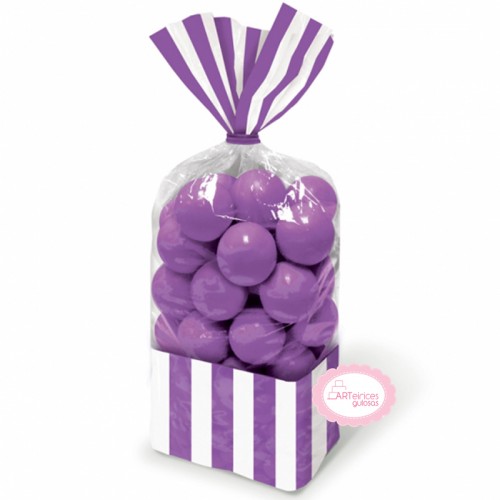 Sacos Celofane Riscas Lilás Sacos Celofane Riscas Lilás